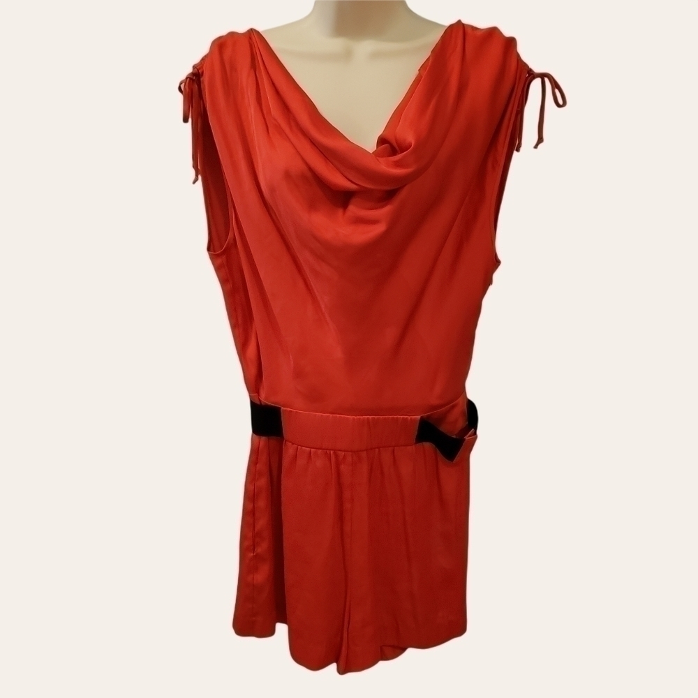 Bebe Red Scoop Neck Romper M Cruise Beach Vacation